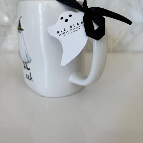 Rae Dunn Eek Ghost Mug with Hat and Pumpkin Basket New White - Picture 3 of 10